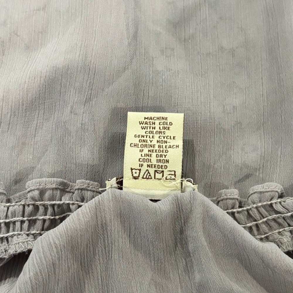Eyelash Couture Blouse Womens Medium Gray Polyester Lace Boho Chic Ruffle Sheer - Picture 6 of 6